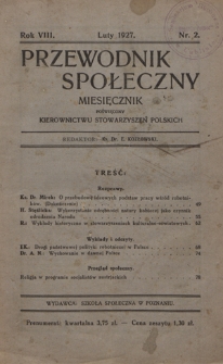 Przewodnik Społeczny : miesięcznik poświęcony kierownictwu stowarzyszeń polskich. R. 8 (1927), nr 2