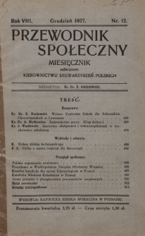 Przewodnik Społeczny : miesięcznik poświęcony kierownictwu stowarzyszeń polskich. R. 8 (1927), nr 12