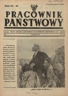 Pracownik Państwowy : organ Związku Zawodowego Pracowników Państwowych R. P. - R. 4, nr 11 [38] (1 listopad 1949)