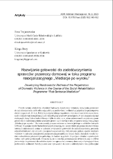 Rozwijanie gotowości do zadośćuczynienia sprawców przemocy domowej w toku programu resocjalizacyjnego „Mediacje po wyroku”