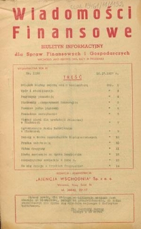 Wiadomości Finansowe : biuletyn informacyjny dla spraw finansowych i gospodarczych. R. 11, nr 1132 (18 kwietnia 1937)