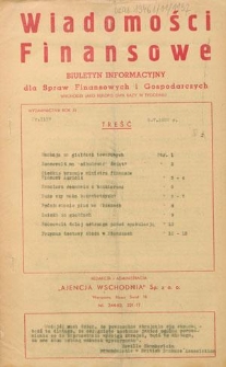 Wiadomości Finansowe : biuletyn informacyjny dla spraw finansowych i gospodarczych. R. 11, nr 1137 (6 maj 1937)