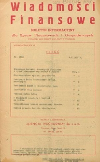 Wiadomości Finansowe : biuletyn informacyjny dla spraw finansowych i gospodarczych. R. 11, nr 1138 (9 maj 1937)