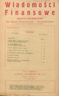 Wiadomości Finansowe : biuletyn informacyjny dla spraw finansowych i gospodarczych. R. 11, nr 1143 (27 maj 1937)