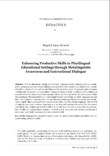 Enhancing productive skills in plurilingual educational settings through metalinguistic awareness and instructional dialogue