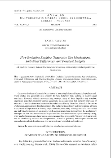 How evolution explains generosity. Key mechanisms, individual differences, and practical insights
