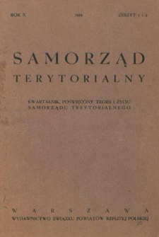 Samorząd Terytorjalny : kwartalnik poświęcony teorji i życiu samorządu terytorialnego. R. 10, z. 1 i 2 (1938)