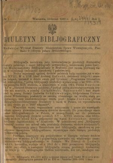 Biuletyn Bibljograficzny R. 1, nr 1 (1920)