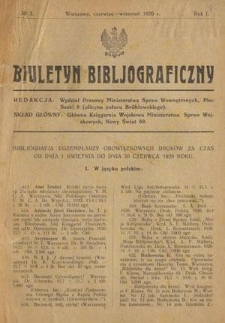 Biuletyn Bibljograficzny R. 1, nr 3 (1920)