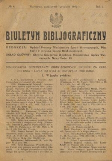 Biuletyn Bibljograficzny R. 1, nr 4 (1920)