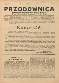 Przodownica : ilustrowany dwutygodnik dla kobiet wiejskich : organ Wydziału K&oacute;ł Gospodyń C.T.O. i K.R. R. 4!, nr 10 (3 czerwca 1934)