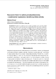 Nauczanie historii w szkole ponadpodstawowej – oczekiwania i wyzwania w świetle wyników ankiety