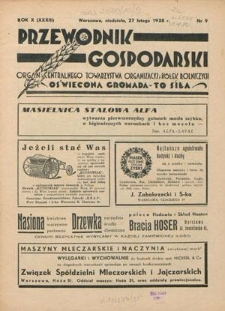 Przewodnik Gospodarski : organ Centralnego Towarzystwa Organizacyj i Kółek Rolniczych R. 10 [33], nr 9 (27 lutego 1938)
