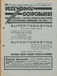 Przewodnik Gospodarski : organ Centralnego Towarzystwa Organizacyj i Kółek Rolniczych R. 5 [27], nr 9 (26 lutego 1933)