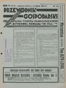 Przewodnik Gospodarski : organ Centralnego Towarzystwa Organizacyj i Kółek Rolniczych R. 5 [27], nr 20 (14 maja 1933)
