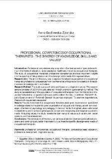 Professional competences of occupational therapists – the synergy of knowledge, skills and values