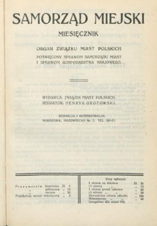 Samorząd Miejski : organ Związku Miast Polskich poświęcony sprawom samorządu miast w Polsce. T. 6, z. 11 (listopad 1926)