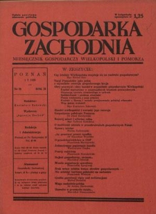 Gospodarka Zachodnia : miesięcznik gospodarczy Wielkopolski i Pomorza. R. 2, nr 21 (1 maja 1938)