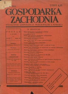 Gospodarka Zachodnia : miesięcznik gospodarczy Wielkopolski i Pomorza R. 3, nr 31 (11 listopada 1938)