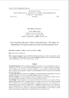 Post-pandemic business culture of rising prices: the impact of inflationary pricing decisions on profit and purchasing power