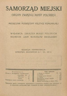 Samorząd Miejski : organ Związku Miast Polskich : miesięcznik poświęcony polityce komunalnej T. 9, z. 2 (luty 1929)