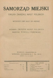Samorząd Miejski : organ Związku Miast Polskich T. 10 z. 3 (1930)