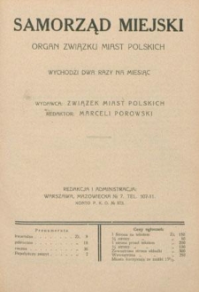 Samorząd Miejski : organ Związku Miast Polskich T. 10 z. 7 (1930)