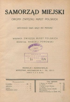 Samorząd Miejski : organ Związku Miast Polskich T. 10 z. 11 (1930)