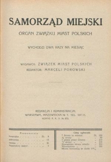 Samorząd Miejski : organ Związku Miast Polskich T. 10 z. 12 (1930)
