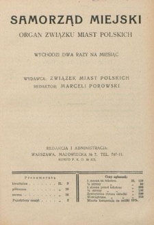 Samorząd Miejski : organ Związku Miast Polskich T. 10 z. 21 (1930)