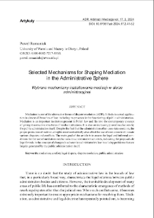 Selected mechanisms for shaping mediationin the administrative sphere