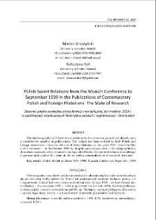 Polish-Soviet relations from the Munich Conference to September 1939 in the publications of contemporary Polish and foreign historians. The state of research