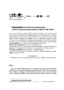 Zbi&oacute;r pamiątek por. Bolesława Niewiarowskiego jako źr&oacute;dło do poznania jego los&oacute;w (w latach 1939-1945)