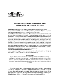 Liderzy wielkopolskiego samorządu w dobie wielkiej wojny p&oacute;łnocnej (1700&ndash;1721)