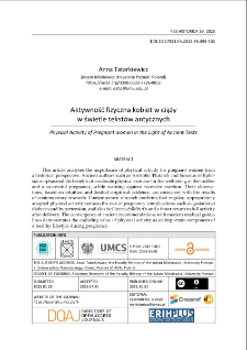 Aktywność fizyczna kobiet w ciąży w świetle tekst&oacute;w antycznych