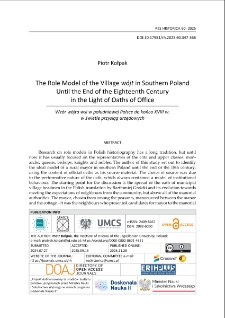 The role model of the village w&oacute;jt in Southern Poland until the end of the Eighteenth Century in the light of oaths of office