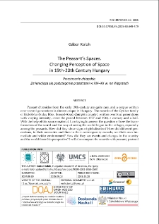The peasant&rsquo;s spaces. Changing perception of space in 19th-20th Century Hungary