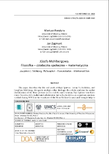 J&oacute;zefa Mehlbergowa. Filozofka &ndash; działaczka społeczna &ndash; matematyczka