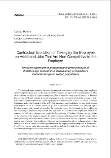 Contractual limitation of taking by the employee on additional jobs that are non-competitive to the employ