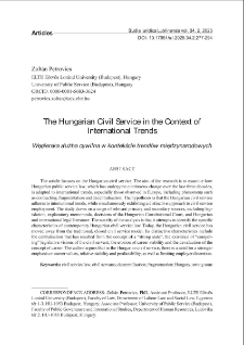 The Hungarian civil service in the context of international trends