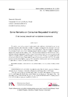Some remarks on consumer-requested invalidity