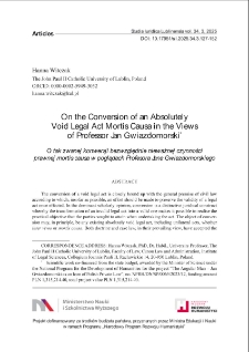 On the conversion of an absolutely void legal act mortis causa in the views of Professor Jan Gwiazdomorski