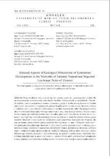 Selected aspects of ecological dimensions of ecotourism development in the networks of national natural and regiona ilandscape parks of Ukraine