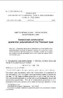 Generalized commutative quaternion polynomials of the Fibonacci type