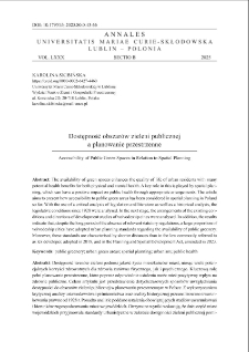 Dostępność obszar&oacute;w zieleni publicznej a planowanie przestrzenne