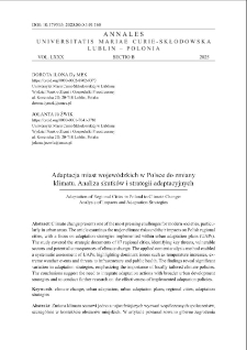 Adaptacja miast wojew&oacute;dzkich w Polsce do zmiany klimatu. Analiza skutk&oacute;w i strategii adaptacyjnych