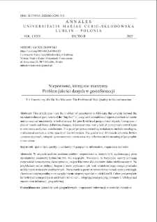 Niepewność, kt&oacute;rej nie mierzymy. Problem jakości danych w geoinformacji