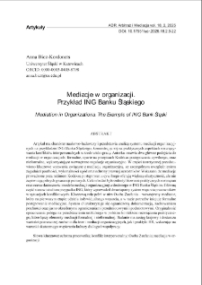 Mediacje w organizacji. Przykład ING Banku Śląskiego