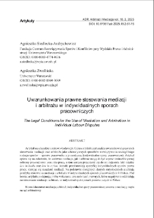 Uwarunkowania prawne stosowania mediacjii arbitrażu w indywidualnych sporach pracowniczych