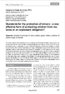 Standards for the protection of minors &ndash; a new effective form of protecting children from violence or an unpleasant obligation?